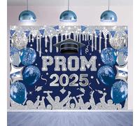 Blue Sliver 2025 Graduation Party Backdrop Royal Blue Glitter 2025 Prom Night Background Class of 2025 Congrats Grad Banner for 2025 Congratulate Graduates Party Decoration (Blue,120x96 inch (10x8FT))