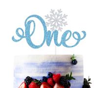 Blue & Sliver Glitter Snowflake One Cake Topper, A little Snowflake is on the Way/Our Winter Onederland, Winter Baby's 1st Birthday Baby Shower Party Decorations Supplies