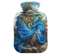 Blue Sloth Bird Hot Water Bottles with Soft Cover Hand Feet Warmer Hot Water Bag for Menstrual Cramps