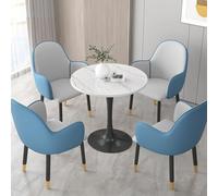 Blue Small Conference Table Set for 4 Office Reception Lounge Furniture Space-Saving Negotiation Table with Chairs Ideal for Meetings and Collaboration