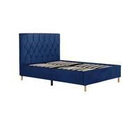 Blue Small Double Bed Frame Birlea Loxley 120cm 4FT Navy Fabric Bedstead