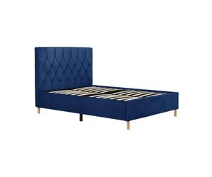 Blue Small Double Bed Frame Birlea Loxley 120cm 4FT Navy Fabric Bedstead
