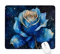 Blue Small Mouse Mat 10.24×8.27×0.12 inch,2026 New Year Gaming Mousepad Flower Mini Desk Pad with Non-Slip Base and Stitched Edge,for Wireless Mouse,Laptop,Office Home,Washable,Roll-up,Gift Men D-594