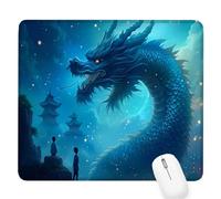 Blue Small Mouse Mat 11.81×9.84×0.12 Inch,2026 New Year Gaming Mousepad Dragon Mini Desk Pad with Non-Slip Base and Stitched Edge,for Wireless Mouse,Laptop,Office Home,Washable,Roll-up,Gift Men D-608