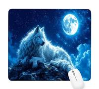 Blue Small Mouse Mat 11.81×9.84×0.12 inches,2026 New Year Gaming Mousepad Moon Mini Desk Pad with Non-Slip Base and Stitched Edge,for Wireless Mouse,Laptop,Office Home,Washable,Roll-up,Gift Men D-688