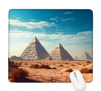 Blue Small Mouse Mat 12.60×10.24×0.12 in, 2026 New Year Gaming Mousepad Pyramid Mini Desk Pad with Non-Slip Base and Stitched Edge, for Wireless Mouse, Laptop, Office Home, Gift for Men/Woman D-352