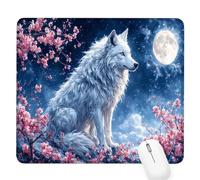 Blue Small Mouse Mat 13.39×11.02×0.12 inches,2026 New Year Gaming Mousepad Wolf Mini Desk Pad with Non-Slip Base and Stitched Edge,for Wireless Mouse,Laptop,Office Home,Washable,Roll-up,Gift Men D-676