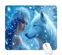 Blue Small Mouse Mat 15.75×11.81×0.12 Inch,2026 New Year Gaming Mousepad Wolf Mini Desk Pad with Non-Slip Base and Stitched Edge,for Wireless Mouse,Laptop,Office Home,Washable,Roll-up,Gift Men D-614