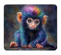 Blue Small Mouse Mat 250x200x3mm, Gaming Mouse Pad with Non-Slip Rubber Base, Desk Mat with Stitched Edge, Waterproof Wear-Resistant, Mousepad for Gaming Accessories, Gifts for Men, Monkey 3-2732