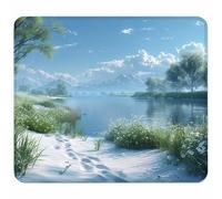 Blue Small Mouse Mat 270x220mm Gaming Mouse Pad Landscape, Non-Slip Rubber Base, Waterproof Surface, Stitched Edges Mousemat, Compatible with Laser and Optical Mice Wear-Resistant Gifts 0-7614