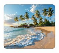Blue Small Mouse Mat 340x280mm Gaming Mouse Pad Beach, Non-Slip Rubber Base, Waterproof Surface, Stitched Edges Mousemat, Compatible with Laser and Optical Mice Wear-Resistant, Gifts for Men V-5982