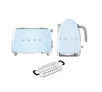 Smeg KLF03 Kettle + TSF01 Toaster + TSBW01 Bun Warmer Bundle - Blue