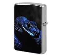 Blue Snake Lighter Case Pouch Double-Sided Metal Lighter Sleeve Scratch & Drop Resistant Lighters Protector Fits Standard Kerosene Lighters Pocket Protective Cover for Camping Party