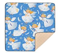 Blue Snow Angel Cute Foldable Baby Gym & Activity Mat for Floor Comfortable Activity Gym Mat for Babies Infants Toddlers, 50'' x 50''
