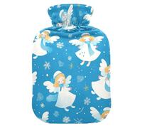 Blue Snow Angel Winter Cute hot Water Bottle with Soft Cover, 2L hot Compress Bag for Neck Shoulder Warmer, Neck Shoulder Warmer, Bolsa de agua Caliente para el Dolor