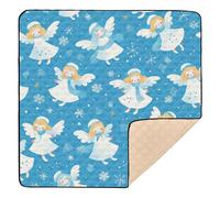 Blue Snow Angel Winter Large Non-Slip Baby Activity Play Mat for Indoor Outdoor Waterproof Foldable Kicking Mat for Babies Infants Toddlers, 50'' x 50''con Musica para Bebes