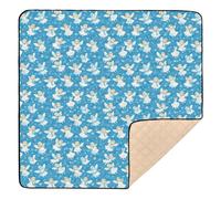 Blue Snow Angel Winter Large Sturdy Baby Activity Play Mat for Indoor Outdoor Portable Activity Entertainment Mat for Baby Toddler Infant, 50'' x 50''