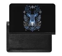 Blue Snowflake Deer Funny Passport Cover Holder for Travel Lightweight Waterproof Passport Protector