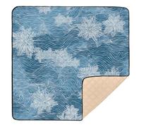 Blue Snowflake - Wave Mixed Pattern Soft Padded Baby Gym & Activity Mat for Indoor Outdoor Washable Tummy Time & Crawling Mat for Babies Infants Toddlers, 50'' x 50''