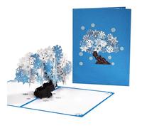 Blue Snowflakes Christmas 3D Pop Up card,Snow Tree Pop up Christmas Cards for Children,3D Special Pop Up Greeting Card Gift for Kids,Friends,Family,Husband Wife 3D Christmas Card Village Pop-Up Card