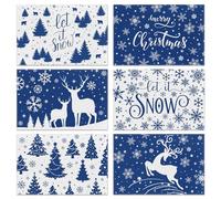 Blue Snowflakes Placemats Let it Snow Merry Christmas Placemats Set of 6 Winter Seasonal Xmas Holiday Table Mats for Party Kitchen Dining Decoration 12 x 18 Inch