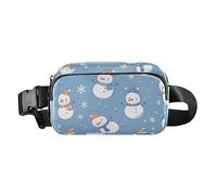 Blue Snowman Winter Fashionable Fanny Waist Pack for Women Men Small Crossbody Bag Anti Theft Waist Pack with Adjustable Strap for Cycling Hiking Gym, Blue snowman Winter, One Size