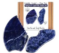 Blue Sodalite Gua Sha Set - Sculpt + Flow Facial & Neck Massage Tools for Lymphatic Drainage, De-Puffing & Jawline Contouring, Set of 2 Blue Sodalite Stone by This Hippie Girl
