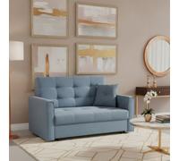 Blue Sofa Bed Sleeping Function Viva Lux Ii Wave Spring Material Fabric Settee Compact Space Saving Living Room Couch