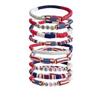 Blue Soft Clay Bracelets Set for Independence Day Stackable Jewelry for Women Stylish Word