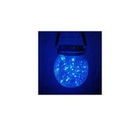 (Blue) Solar Crackle Glass Lantern Outdoor Hanging Lights