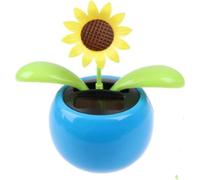 Blue Solar Dancing Sun Flower Automotive Ornament Solar Powered Dancing Sun Flower in Colorful Pots Swinging Animated Bobblehead Dancer Window Sun Catcher Car Dashboard Decor