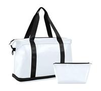 Blue Solid Color Pure Plain Sports Tote Gym Bag Gym Carry on Duffel Bags with Toiletry Bag for Airplane Traveling 2 Pcs Set, blue Solid color Pure Plain, One Size
