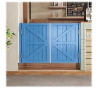 Blue Solid Wood Swinging Cafe Doors for Kitchen & Shop Entrance Auto Close Saloon Style Half Door Interior Doorway Partition 80/90/100/130cm Size (W144*H110cm)