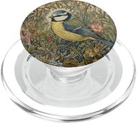 Blue Songbird Botanical Arts and Crafts Style PopSockets PopGrip for MagSafe