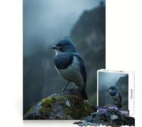 Blue Songbird in Misty Mountains Jigsaw Puzzles 1000 Pieces for Adults Smart Challenge Peaceful Escape Fine Lock Ideal Present (50X75CM)