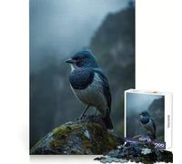 Blue Songbird in Misty Mountains Jigsaw Puzzles for Teenagers 1000 Piece Brain Stimulation Restful Escape Premium Cut (38X52CM)