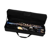 Blue soprano saxophone standard Bb straight brass carved keys with suspender gloves Beginner Saxophone