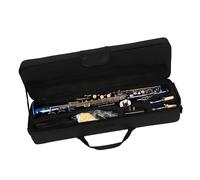 Blue Soprano Straight Sax Engraved Patterns Carrying Case Cleaning Kit Included Suitable for Beginners Beginner Saxophone