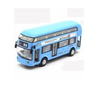(Blue) Sound & Light 1:50 Double-Decker London Bus Toy - Metal Pull-Back Model, 3+ - TOY7768