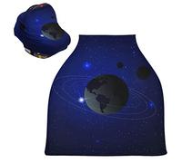 Blue Space Earth Stretchy Baby Car Seat Cover,Canopy Nursing Covers,Soft Breathable Windproof Scarf Changepad for Winter Infant Breastfeeding Boys