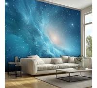 Blue Space Galaxy Wallpaper - Universe Starry Sky Wall Paper, Galaxy Home Decor, Non-Woven Waterproof Print Wallpapers for Bedroom Living Room, Feature Walls Mural 450x315 cm - Y171