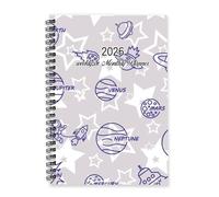 Blue Space Planet 2026 Planner Diary A5 To Do List Notebook 2026 Diaries Mens Journal Diary and Planner for Family Week To View Monthly Year with Dotted Line Note Page Slim