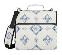 Blue Sparkle Gem 1.5 Inch 3 Ringing Office Binder Organizer with Shoulder Strap & Handle Multi-Pocket Portable Home Travel Storage Bag for Office School