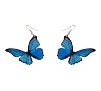 Blue Sparkly Shiny Butterfly Dangle Drop Earrings Simulation 3D Gradient Insect Wings Earrings Sweet Y2K Free Flying Animal Jewelry, L, Metal, No Gemstone