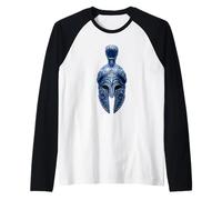Blue Spartan Helmet Symbol | Greek Gladiator Stoic Workout Raglan Baseball Tee