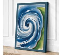 Blue Spiral Form Abstract Canvas Wall Art Print 24x16 Inch | Teal