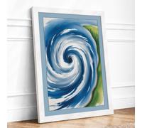 Blue Spiral Form Abstract Framed Wall Art Print A3 White | Ready to Hang, Premium Gi Paper, Fade-Resistant Inks, Securely Packaged, UK Made