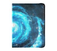 Blue Spiral Galaxy Leather Passport Holder Cover Vaccine Card Holder Cover Combo Passport Holder Case Lightweight, blue spiral galaxy, One Size