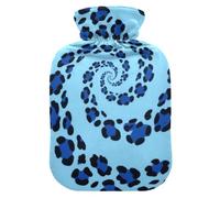 Blue Spiral Leopard Print hot Waterbottle with Soft Cover, 1L Warm Compress for Neck and Shoulder Pain Relief