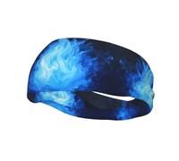Blue Spirit Flame Basketball Fitness Elastic Headband, Unisex Sports Headband, Sports Running Cycling Yoga Sweat-Absorbent Band,